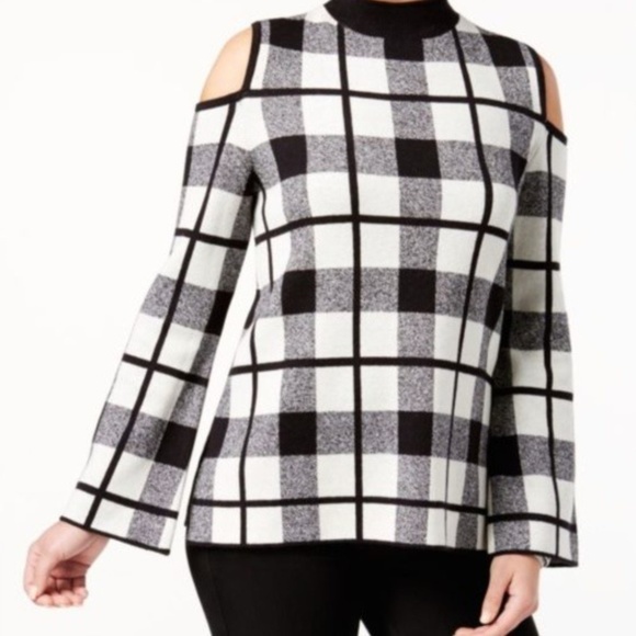 NEW EUC Style & Co | Plaid Cold Shoulder | XL - Picture 1 of 4